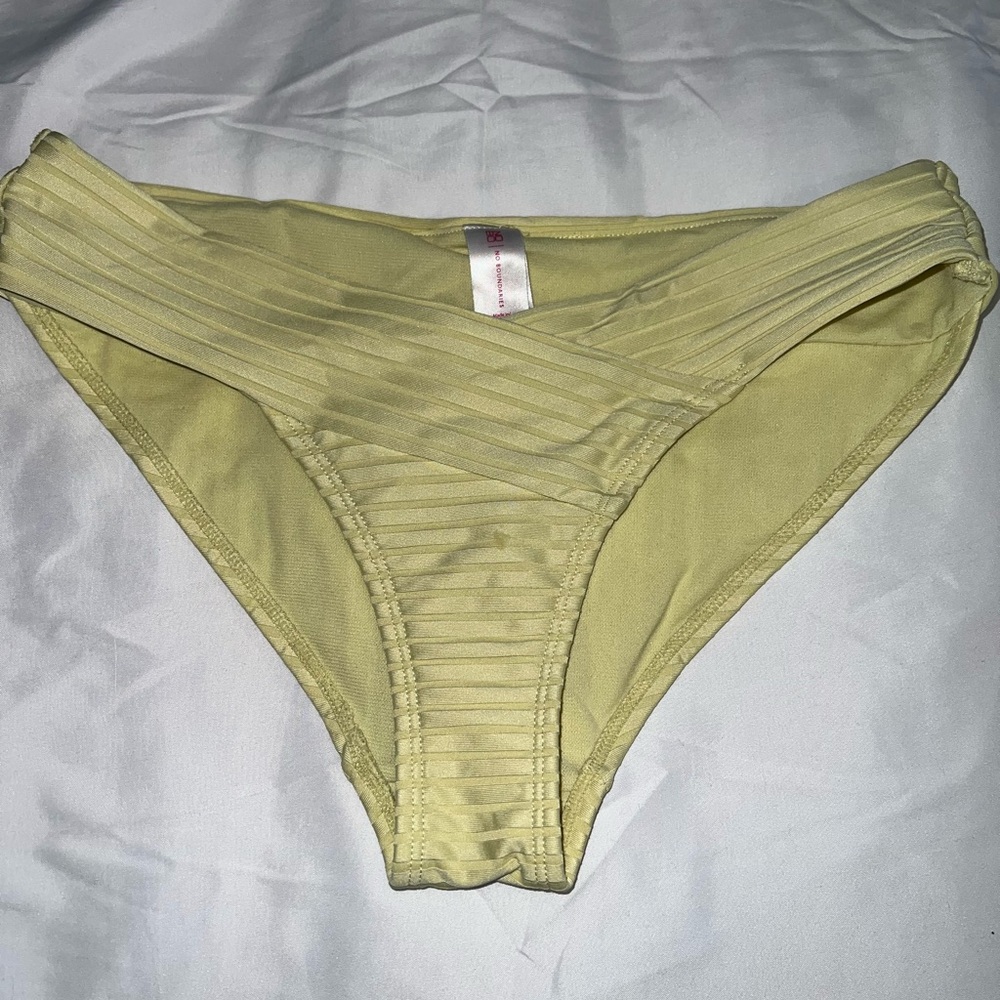 No Boundaries Light Yellow Ribbed Women's Bikini Bottom